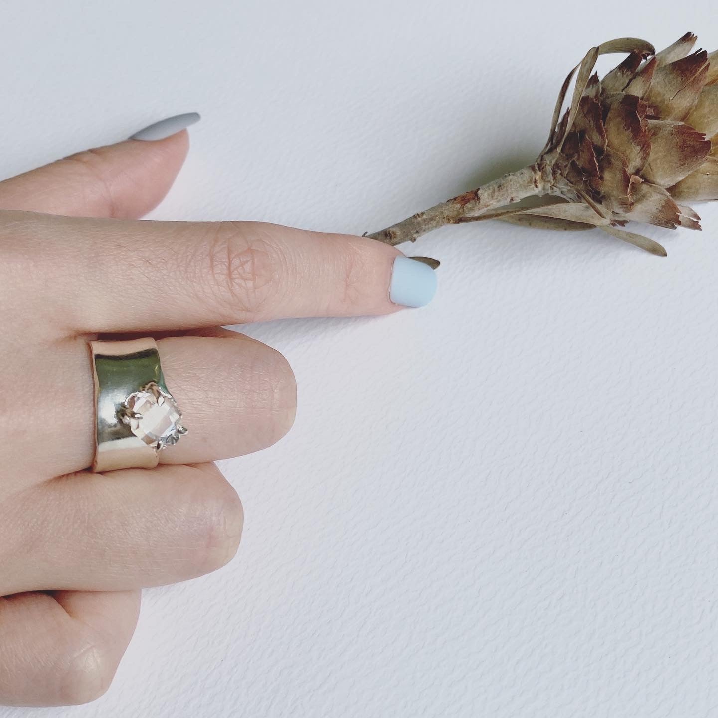 Herkimerdiamond Embed wide Ring