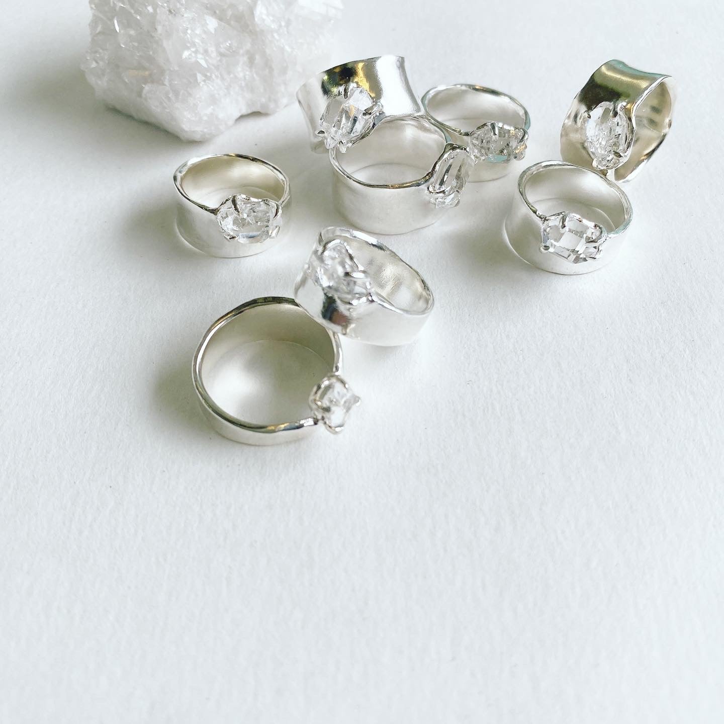 Herkimerdiamond Embed wide Ring