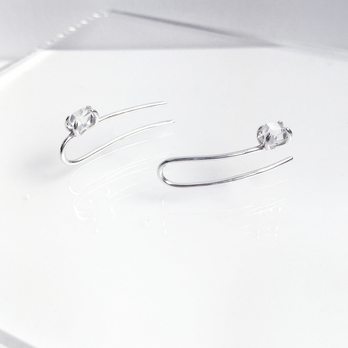 Herkimer diamonds Single ear climber