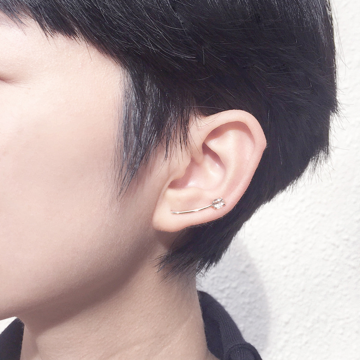 Herkimer diamonds Single ear climber