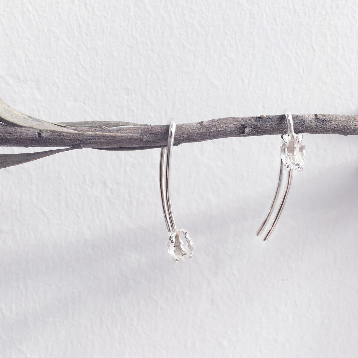 Herkimer diamonds Single ear climber