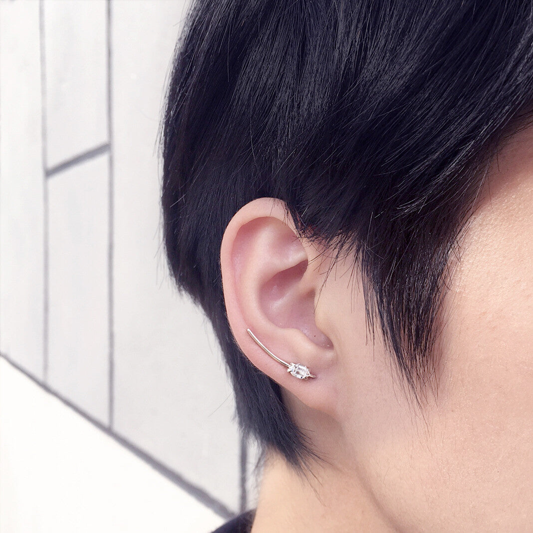 Herkimer diamonds Single ear climber