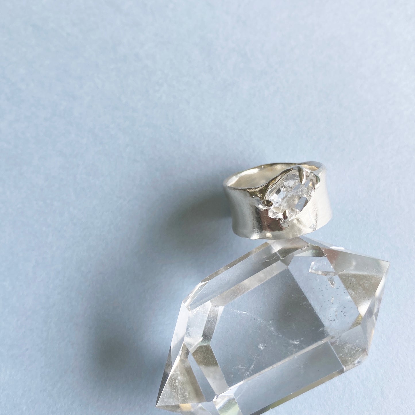 Herkimerdiamond Embed wide Ring
